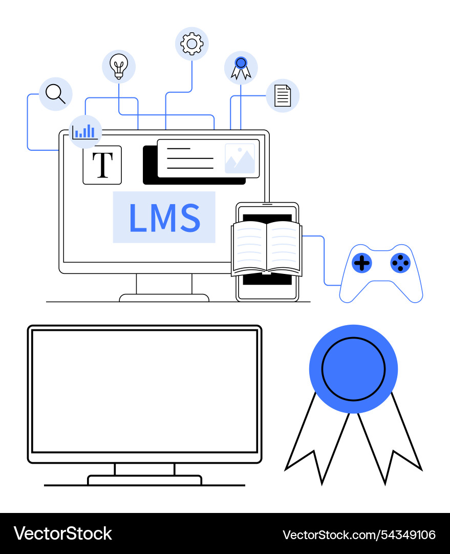 Learning management system on desktop and mobile vector image