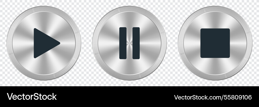 Play pause and stop buttons set of media player Play pause and stop buttons set of media player vector image