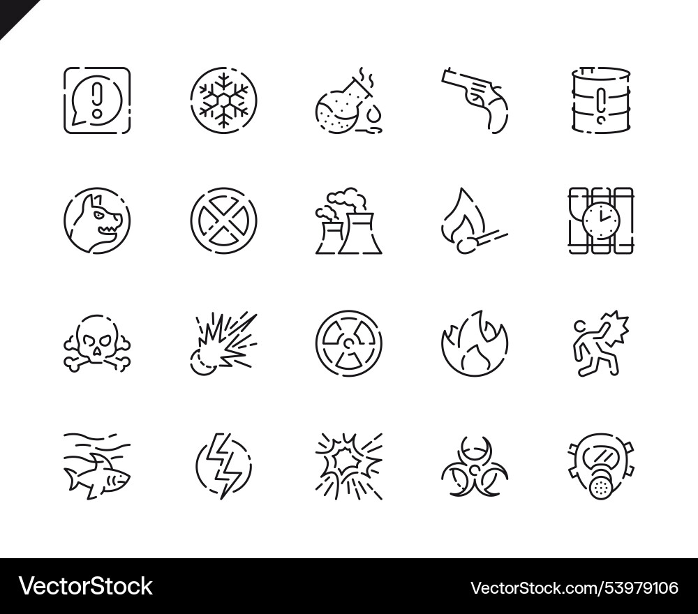 Simple set warnings line icons for website vector image