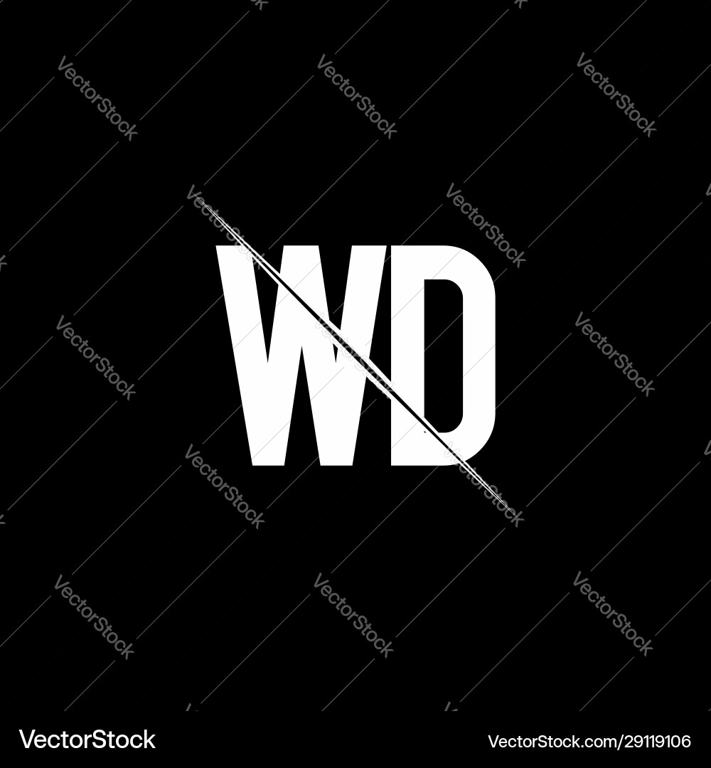 Wd logo monogram with slash style design template Wd logo monogram with slash style design template Vector Image