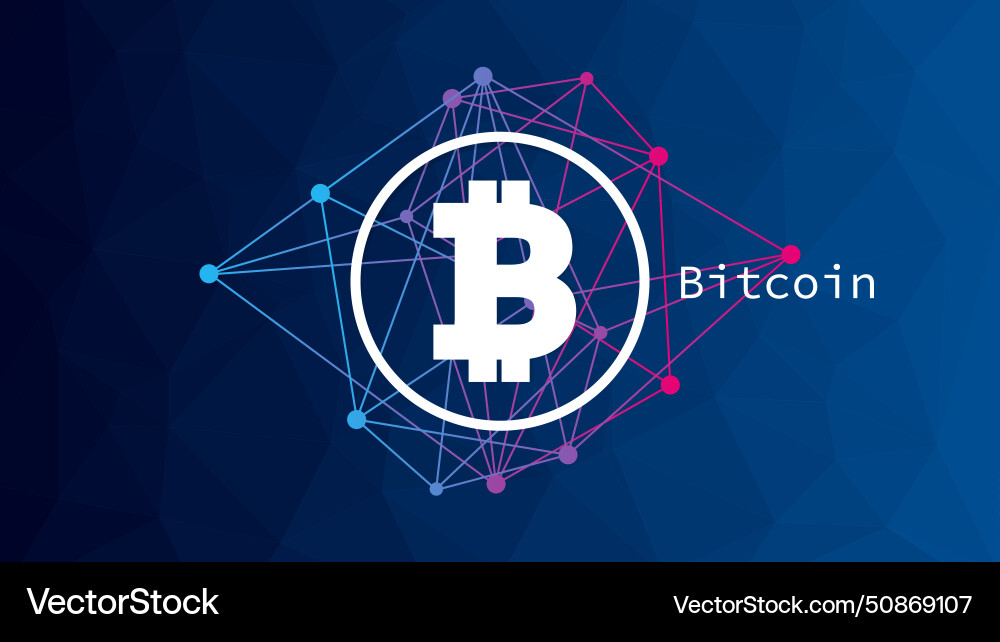 Bitcoin circle sign network pattern vector image