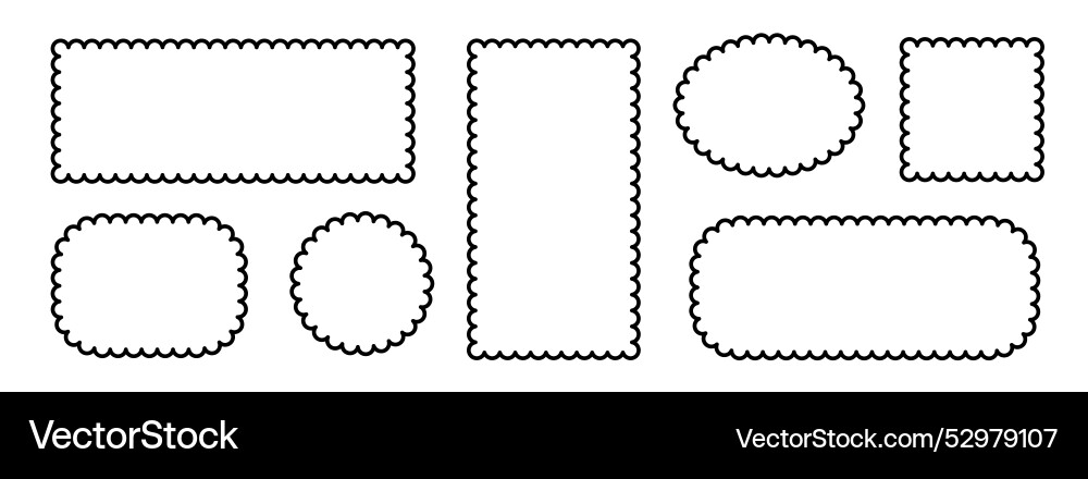 Border frame scallop edge rectangle oval round Border frame scallop edge rectangle oval round vector image