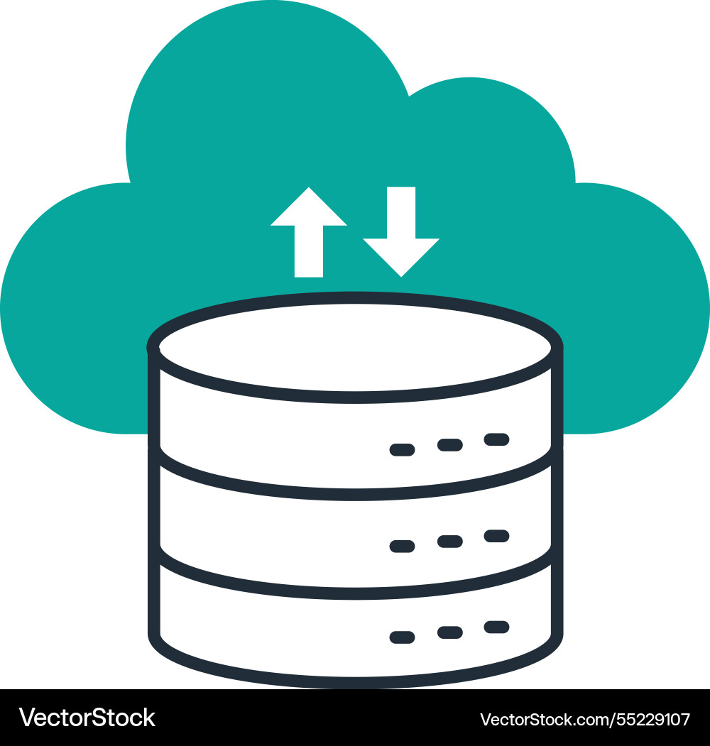 Cloud backup data storage system vector image