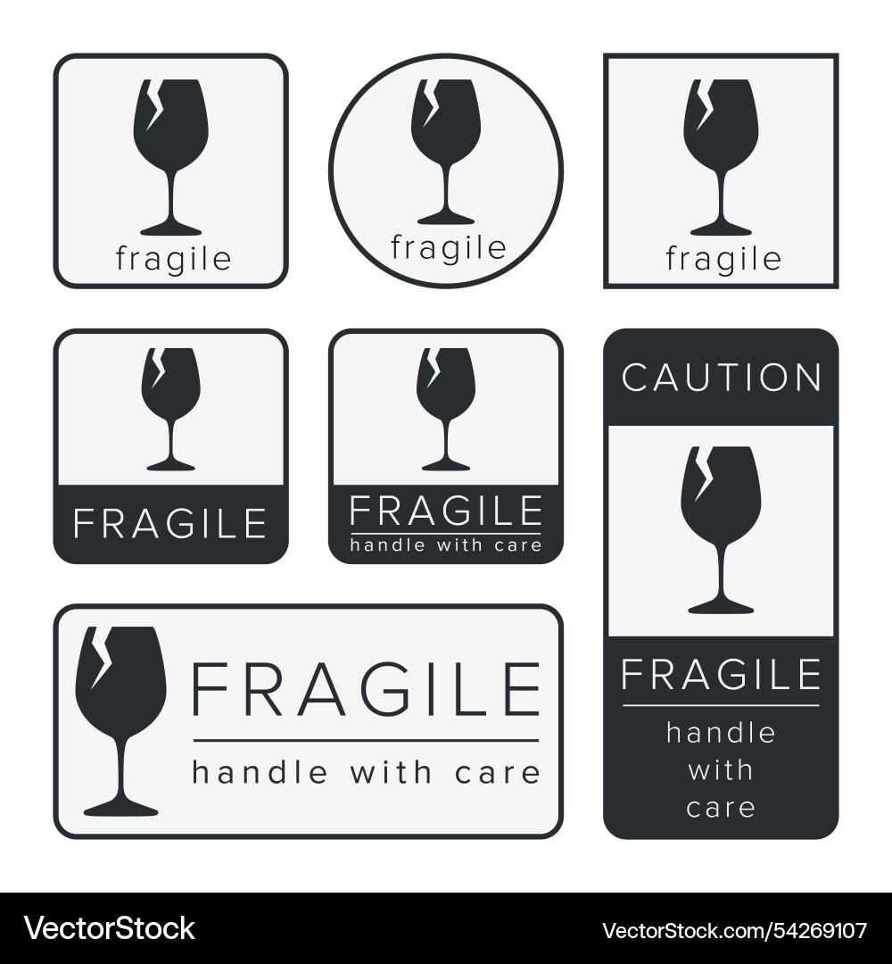 Fragile handle with care packaging symbol use vector image