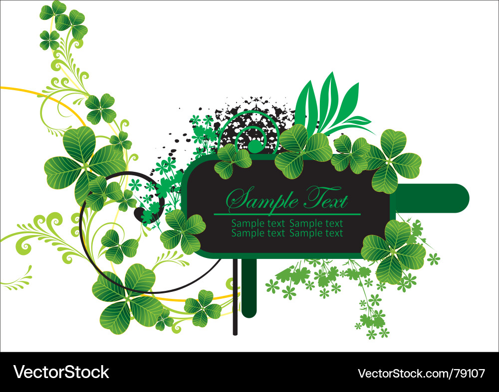 Green Floral Swirl Vector Image