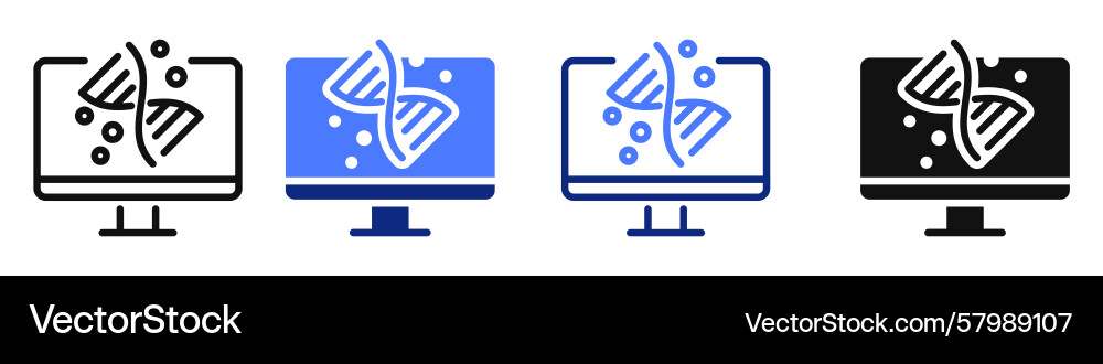 Icon or logo of dna string on computer monitor Icon or logo of dna string on computer monitor vector image