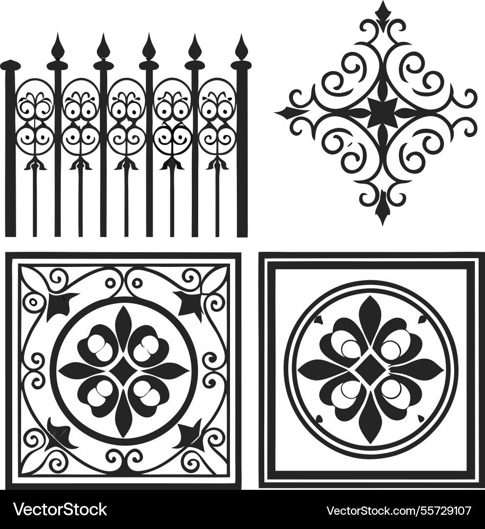 Ornate elements icons set whit background Vector Image