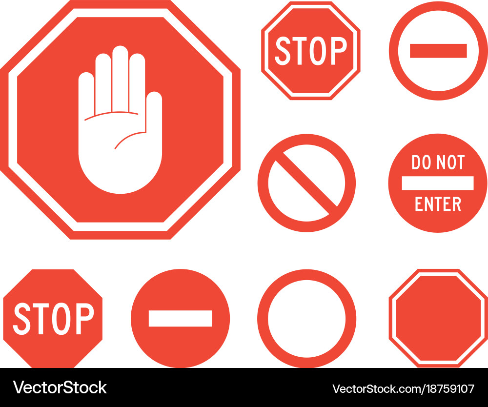 Red Stop Signs Collection Vector Image