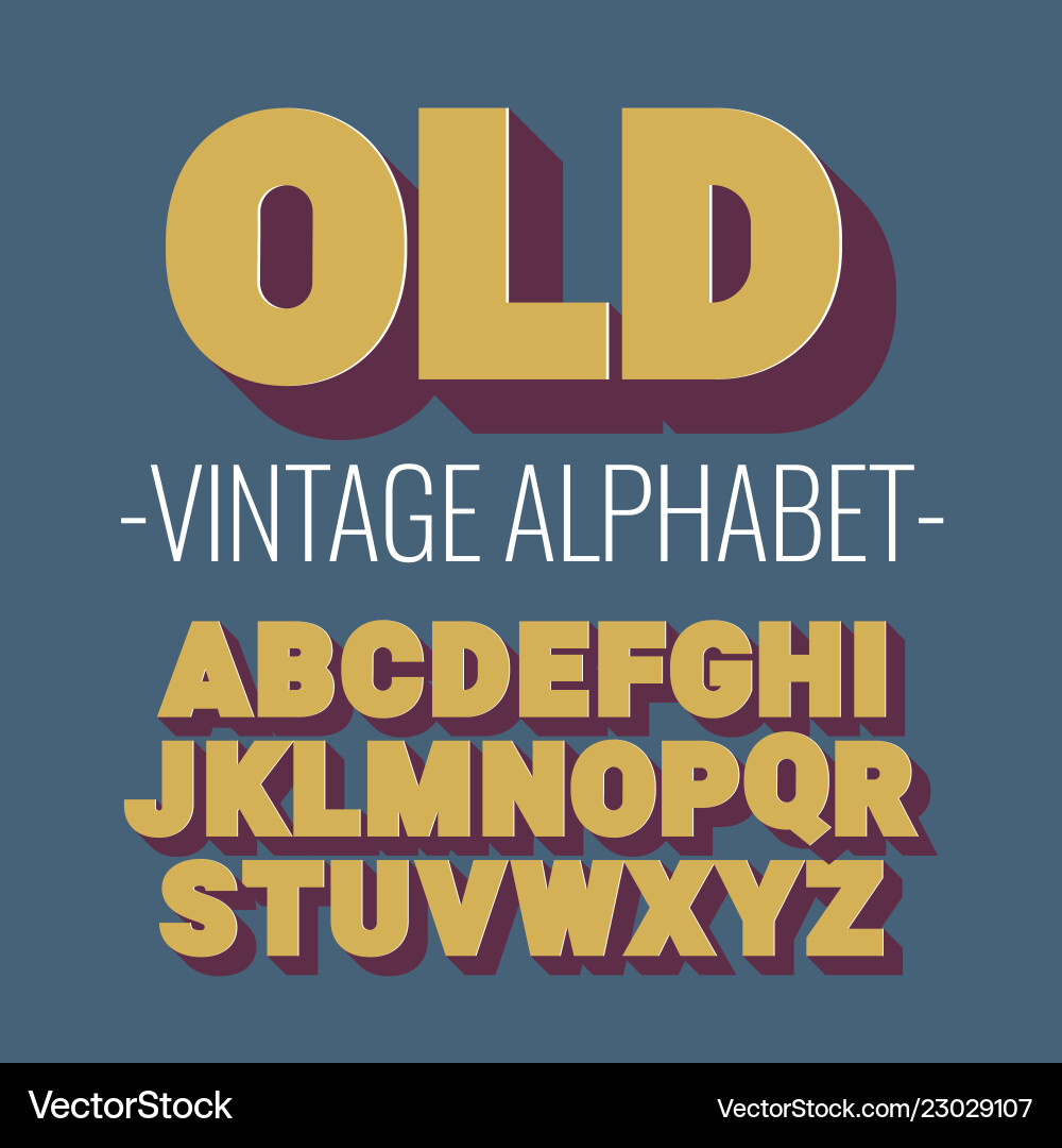 Retro 3D Alphabet Font Vector Image