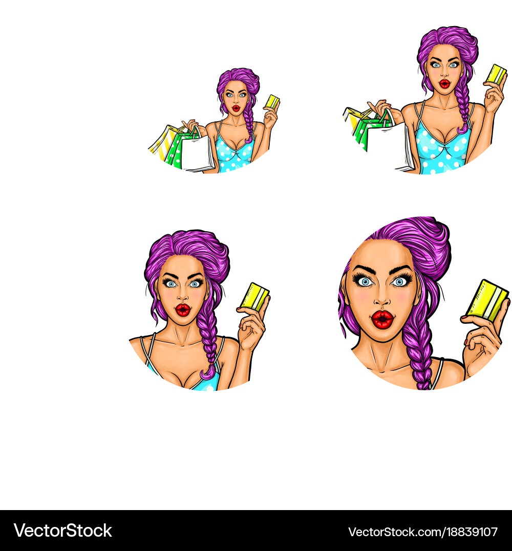 Set of pop art round avatar icons for users Vector Image