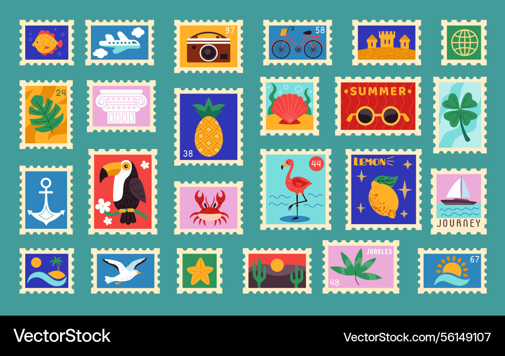 Stamp summer travel sticker postal label sea Stamp summer travel sticker postal label sea vector image