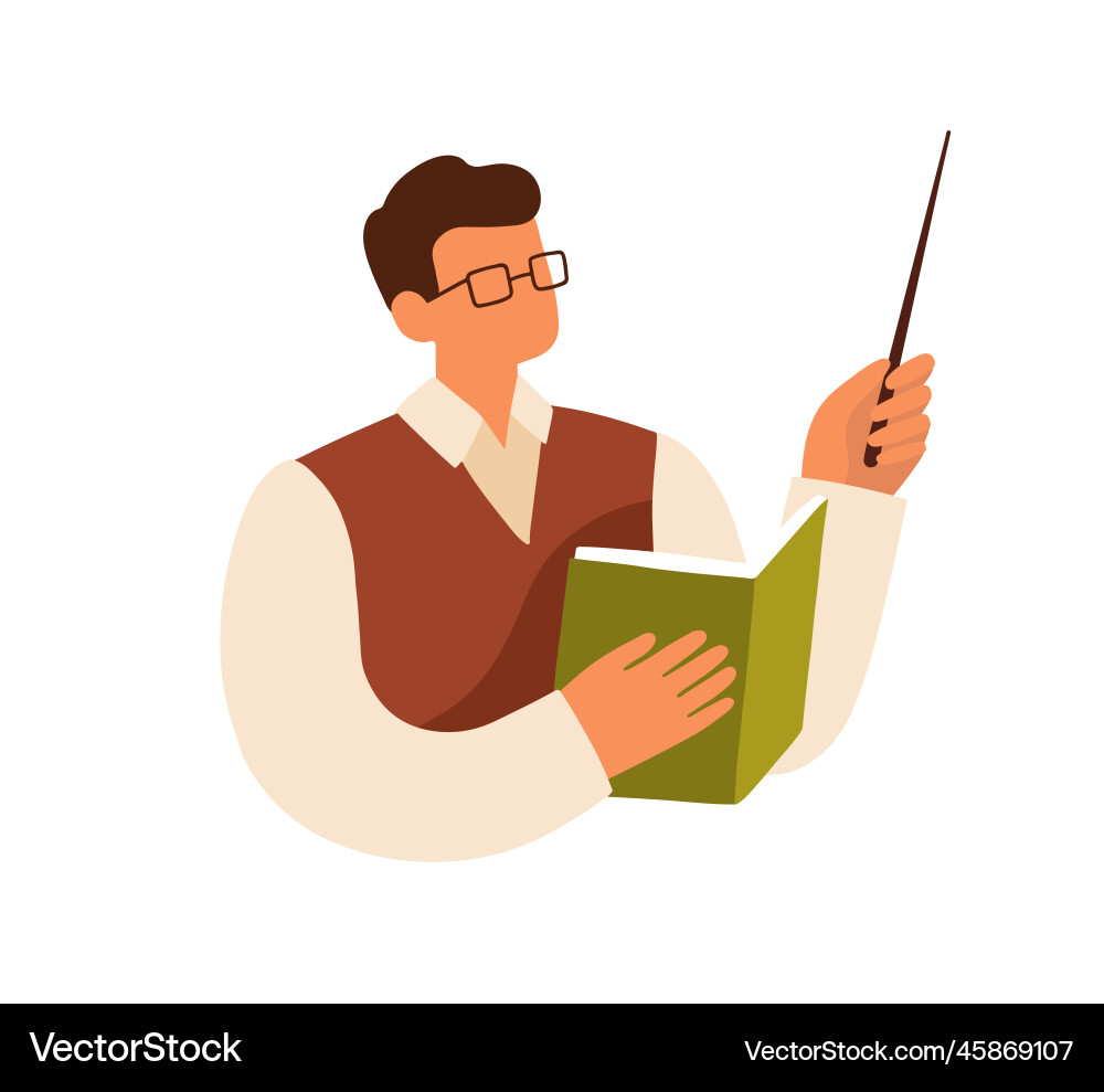 Teacher Explaining with Pointer Vector Image