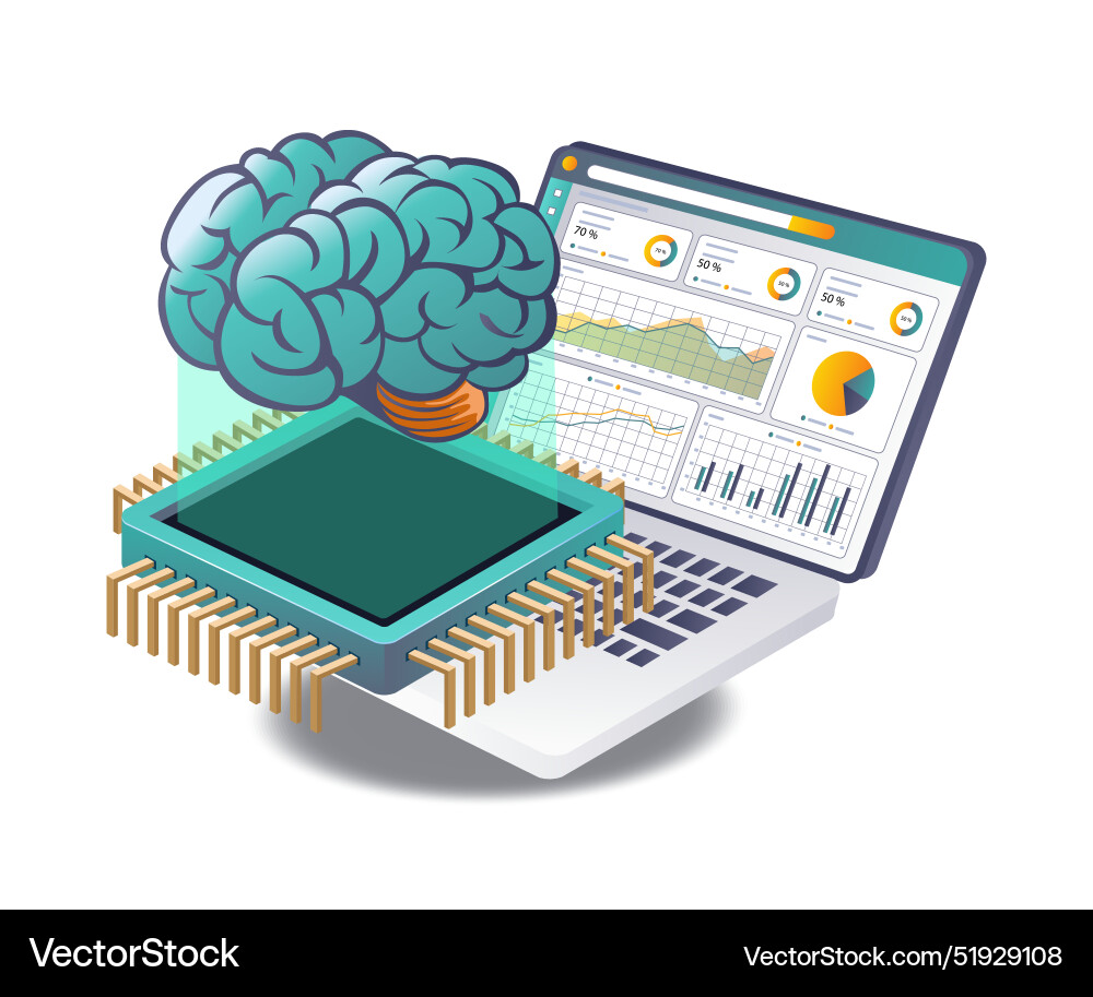 Artificial intelligence data analysis Artificial intelligence data analysis vector image