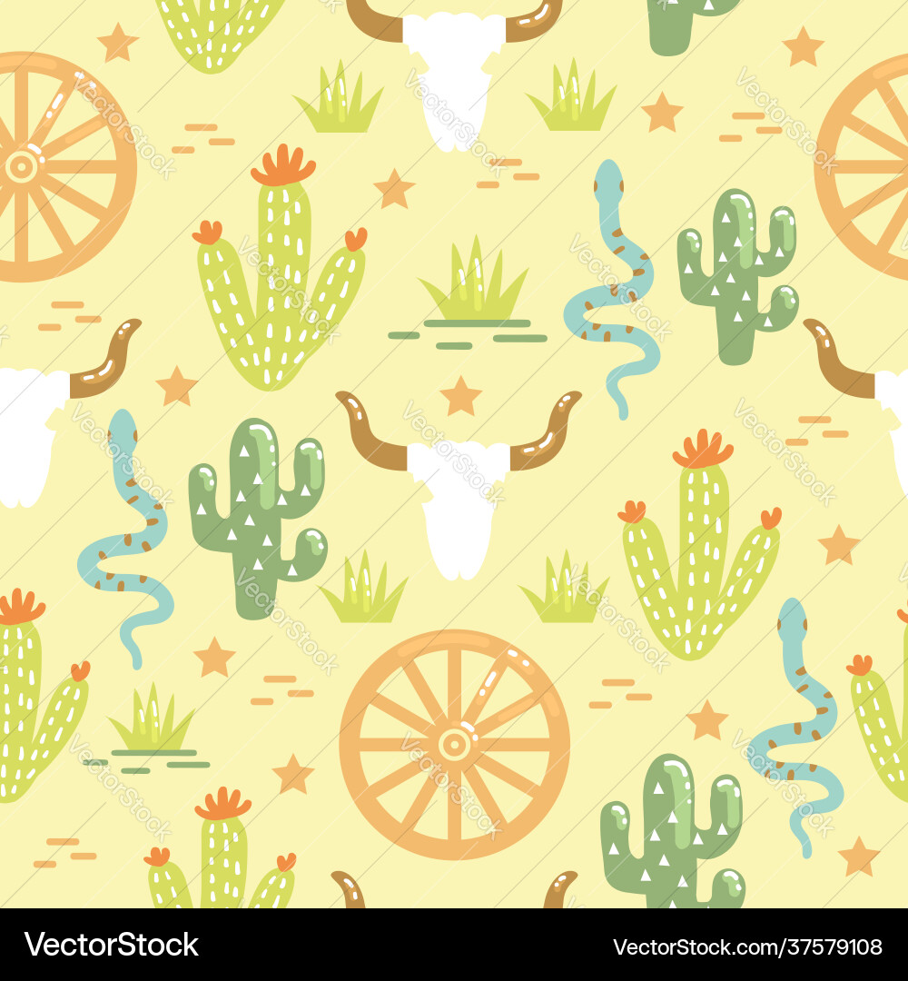 Cactuses desert seamless pattern western wild – Royalty-Free Vector ...