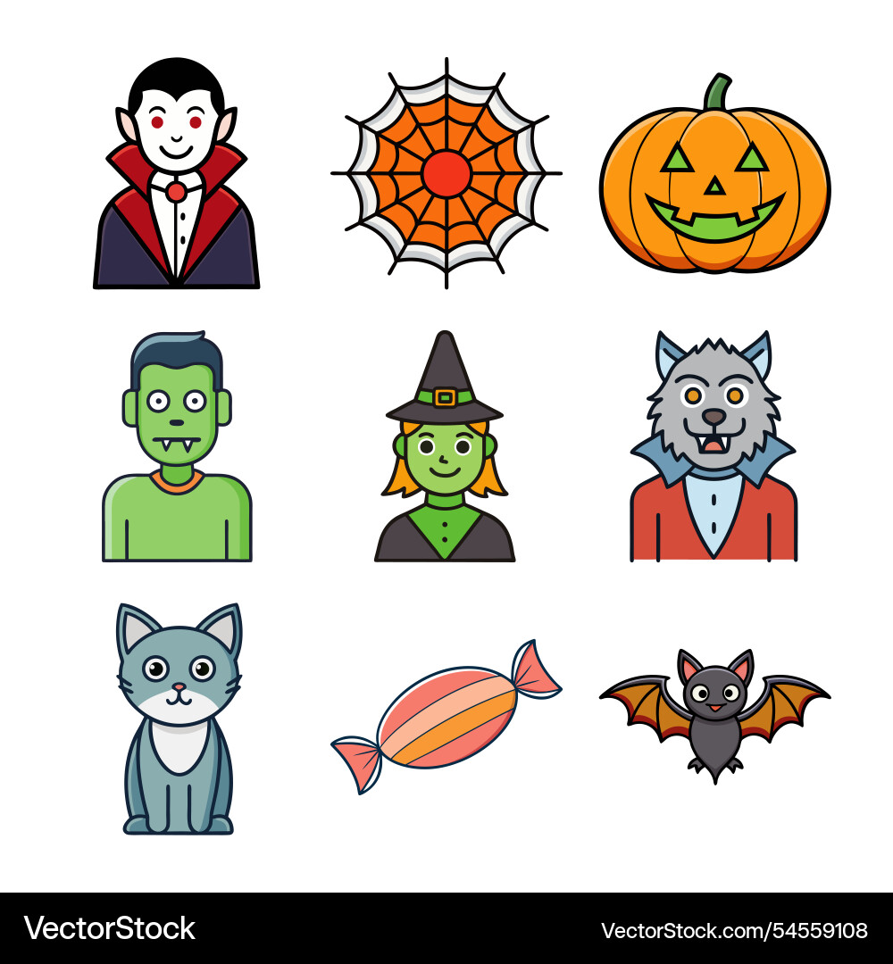 Ein Bündel von halloween Cartoon Ein Bündel von halloween Cartoon vektorbild