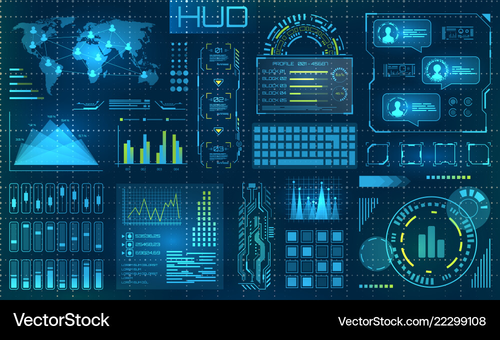 Futuristic HUD Interface Elements Vector Image