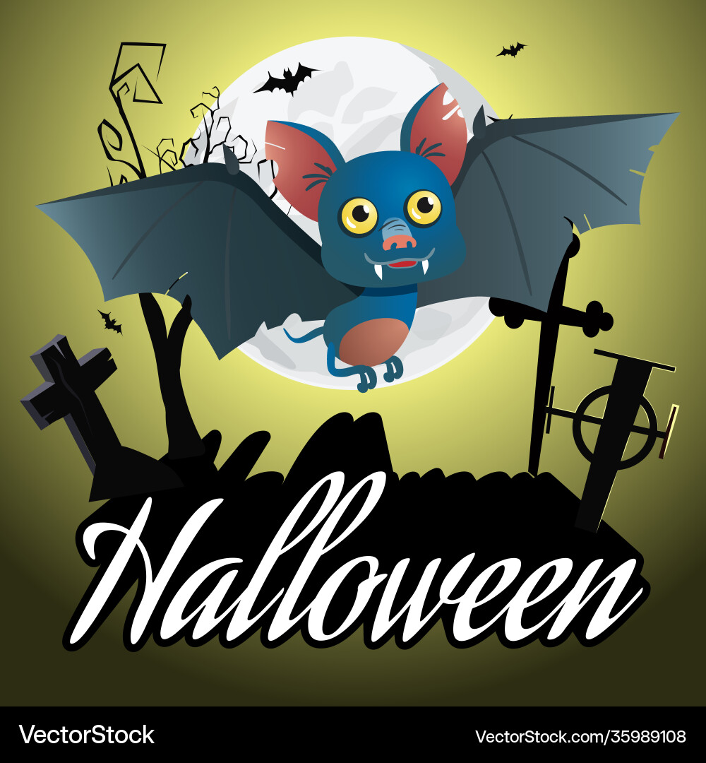 Halloween Beschriftung Cartoon Fledermaus über Halloween Beschriftung Cartoon Fledermaus über vektorbild