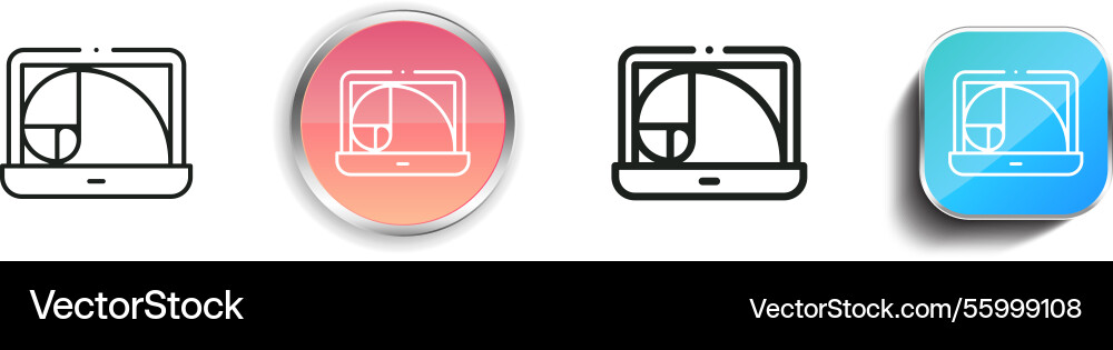 Laptop icon thin linear regular and button style Laptop icon thin linear regular and button style vector image