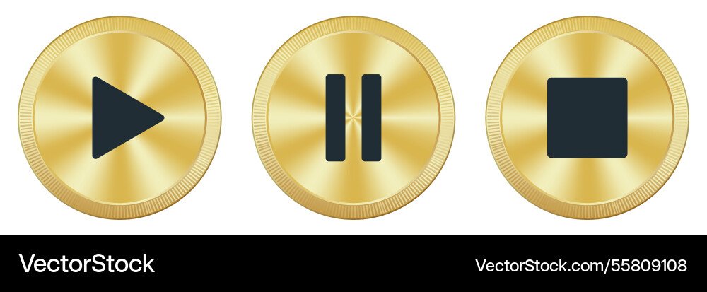 Play pause and stop buttons set of media player Play pause and stop buttons set of media player Vector Image