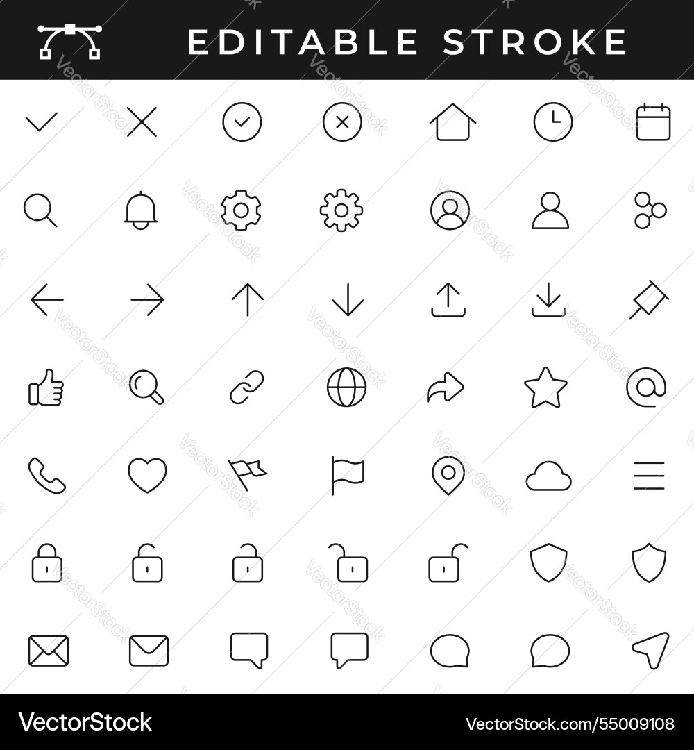 Set of linear icons with editable stroke isolated Vector Image