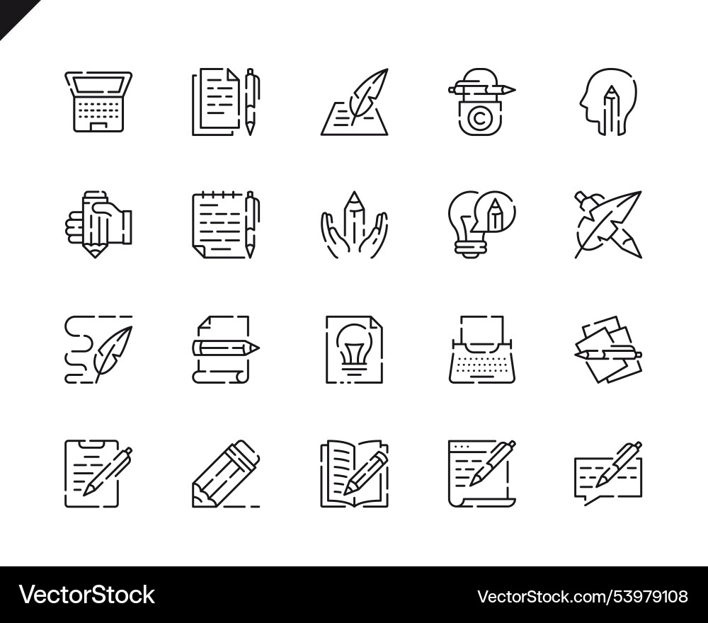 Simple set copywriting line icons for website Simple set copywriting line icons for website vector image