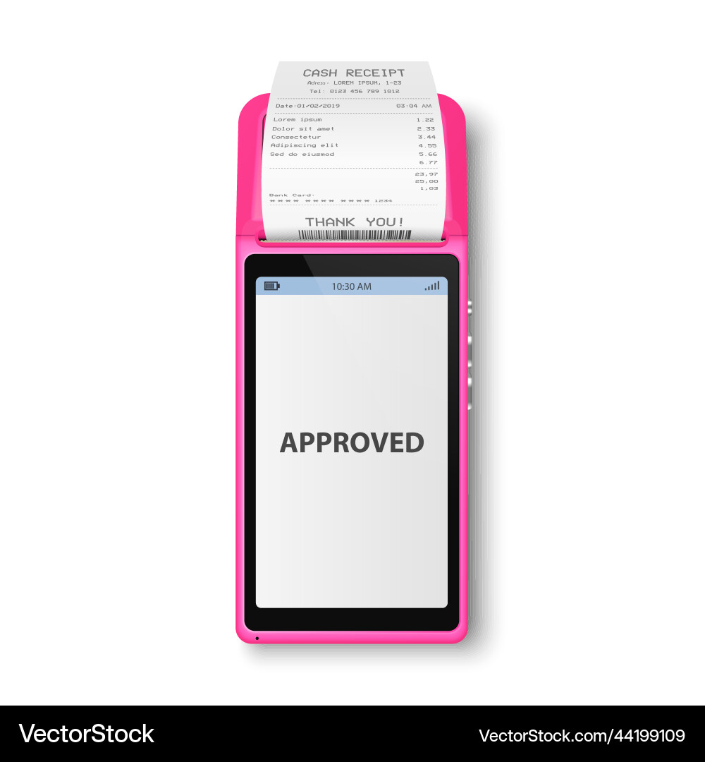 3d nfc payment machine with approved status vector image