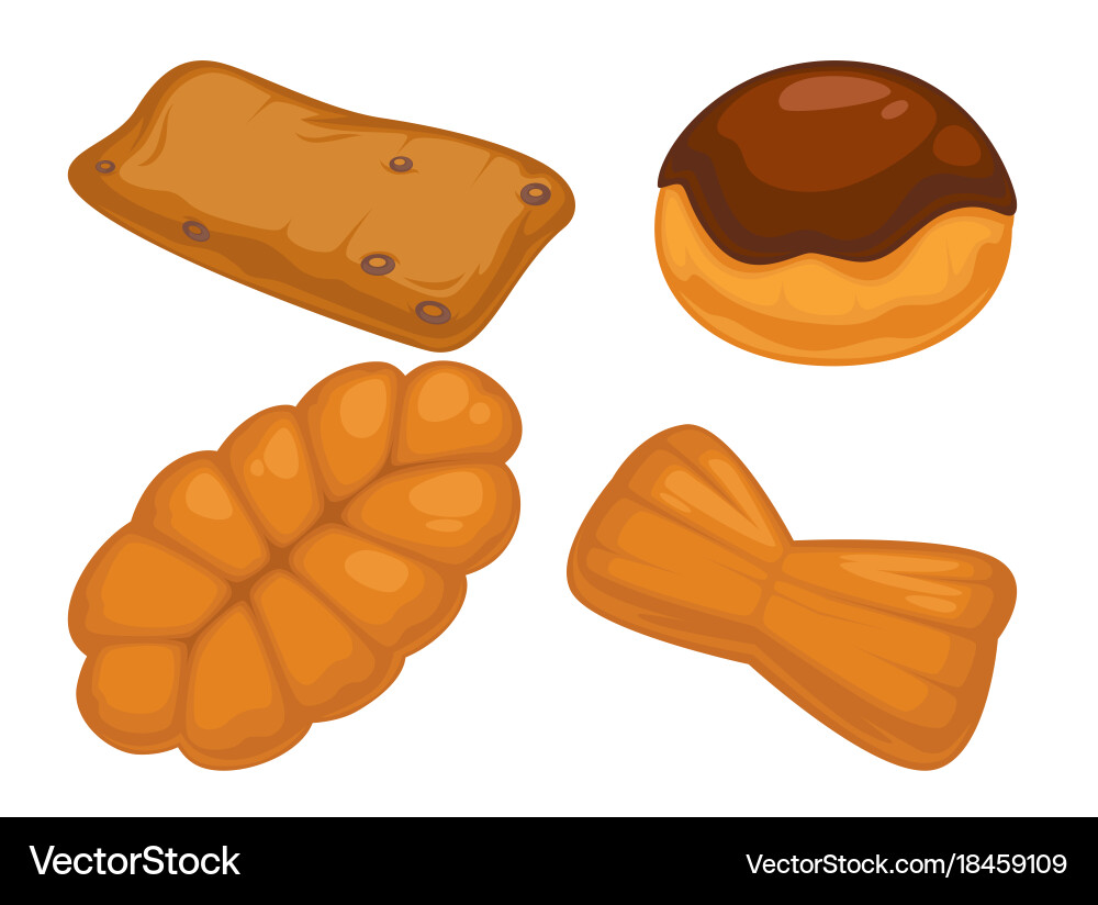 Bread flat icons set for bakery shop or patisserie Vector Image