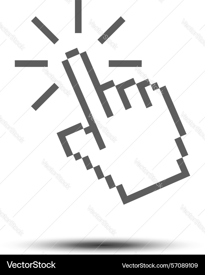 Cursor-Pointer-Symbolvorlage auf den Finger Pixel Vektorbild