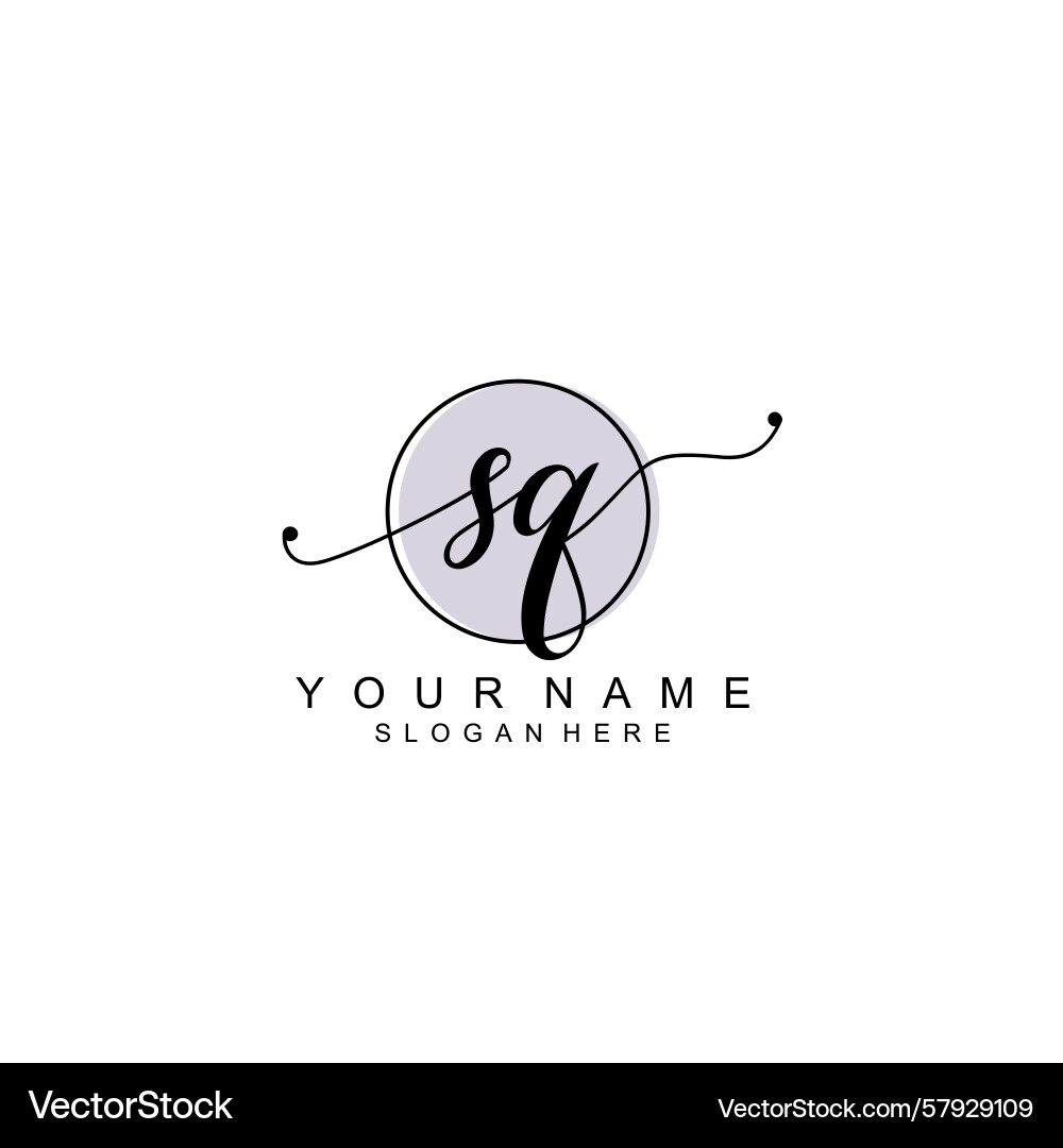 Handwriting logo concepts with initial sq Vector Image