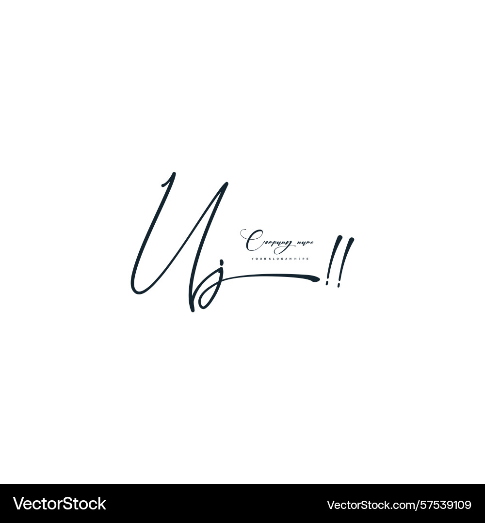 Minimal signature logo design with uj initials Vector Image