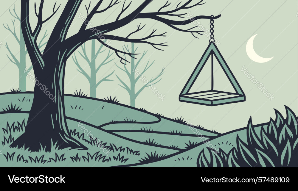 Mysterious triangular object hanging from a bare vector image