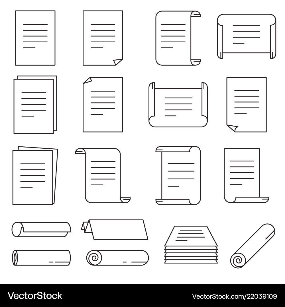Paper Icon Set - Line Art vector image