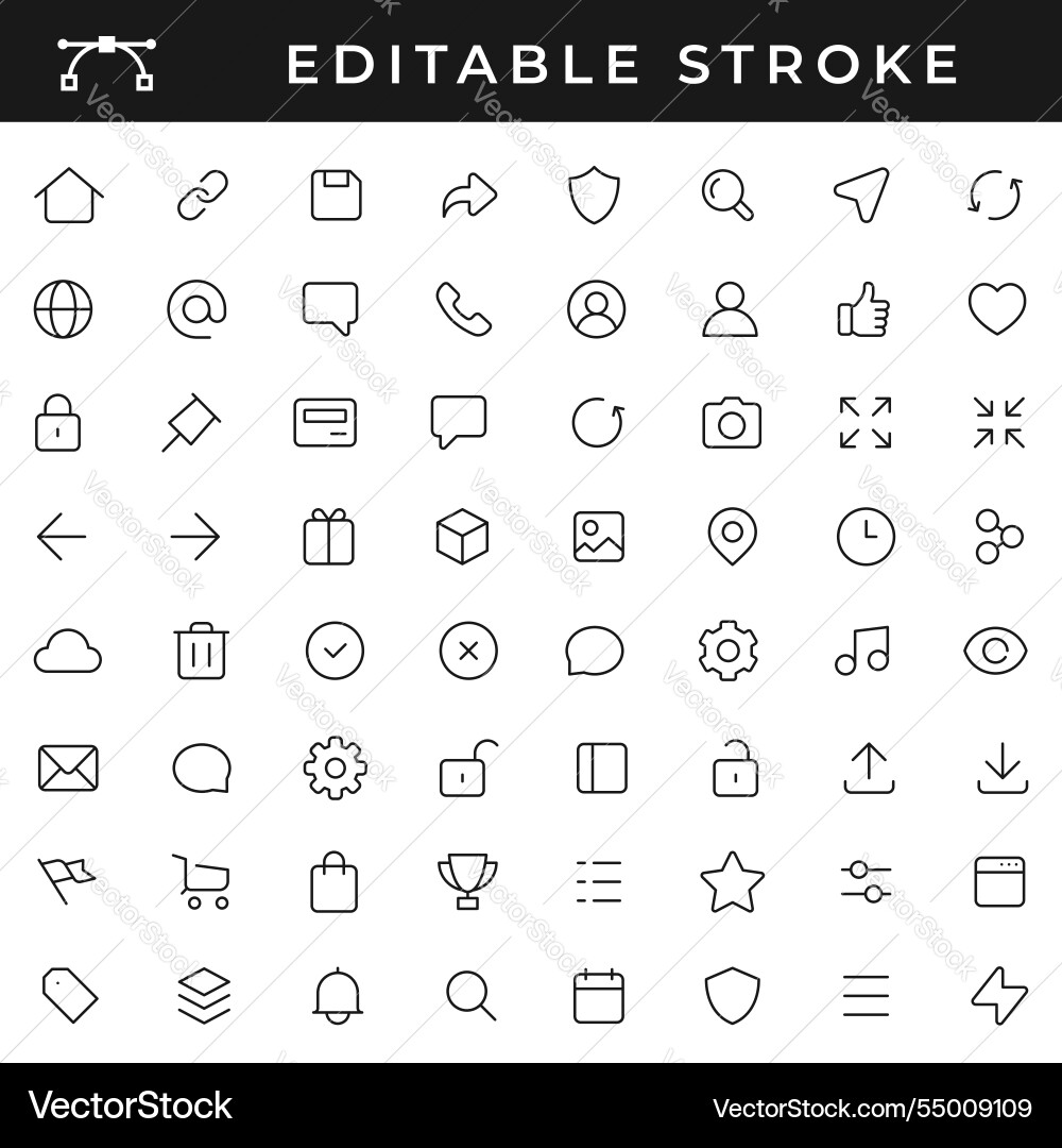 Set of linear icons with editable stroke isolated Vector Image