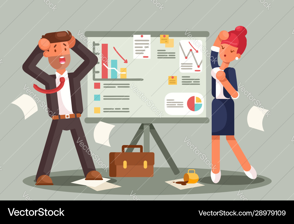 Stressed business people looking at a bad results Stressed business people looking at a bad results vector image