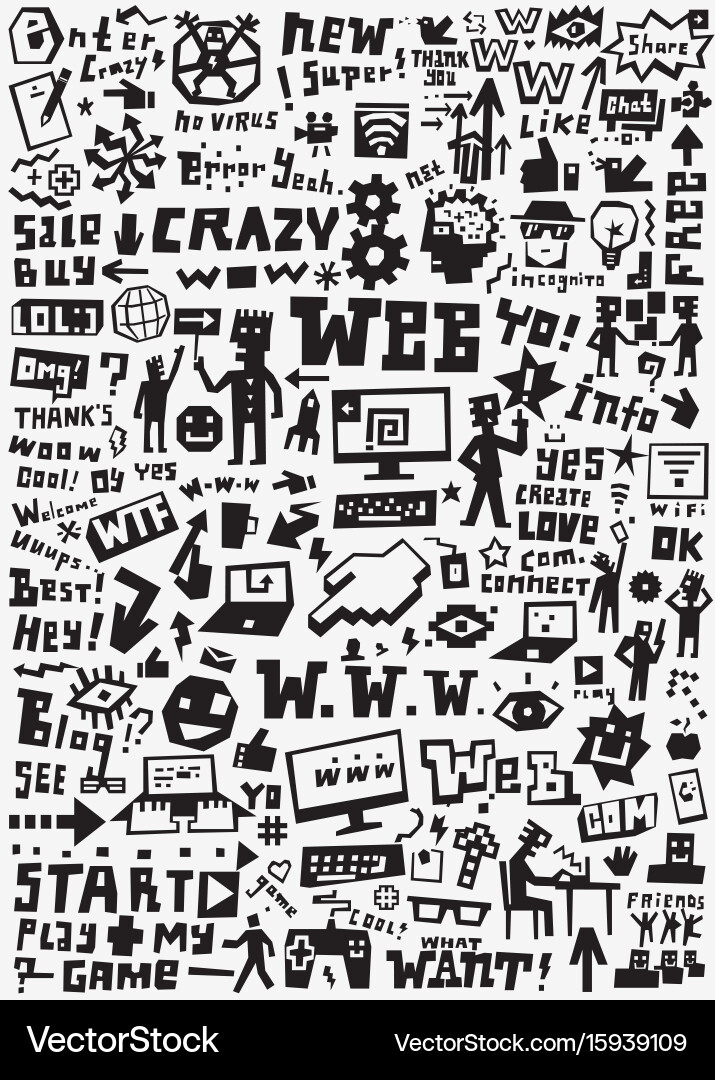 Web doodles design elements vector image
