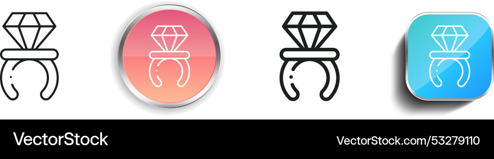 Diamond ring icon thin linear regular and button Diamond ring icon thin linear regular and button Vector Image