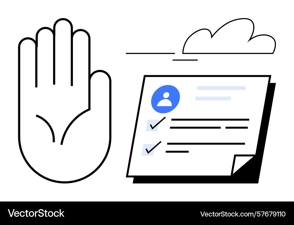 Hand gesture with document checklist symbolizing Hand gesture with document checklist symbolizing vector image