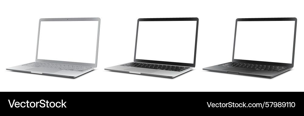 Laptops with blank empty white screen Laptops with blank empty white screen Vector Image