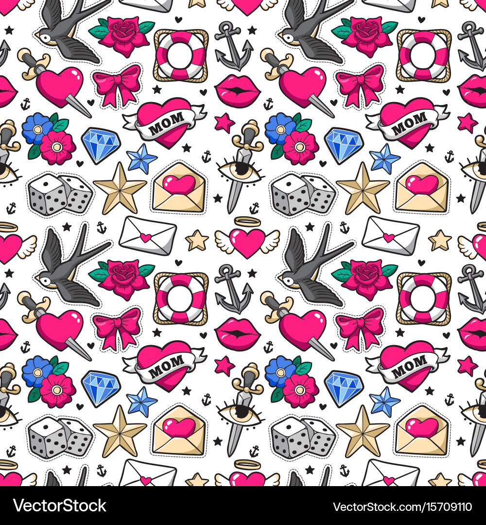 Old School Rockabilly Pattern Vector Image