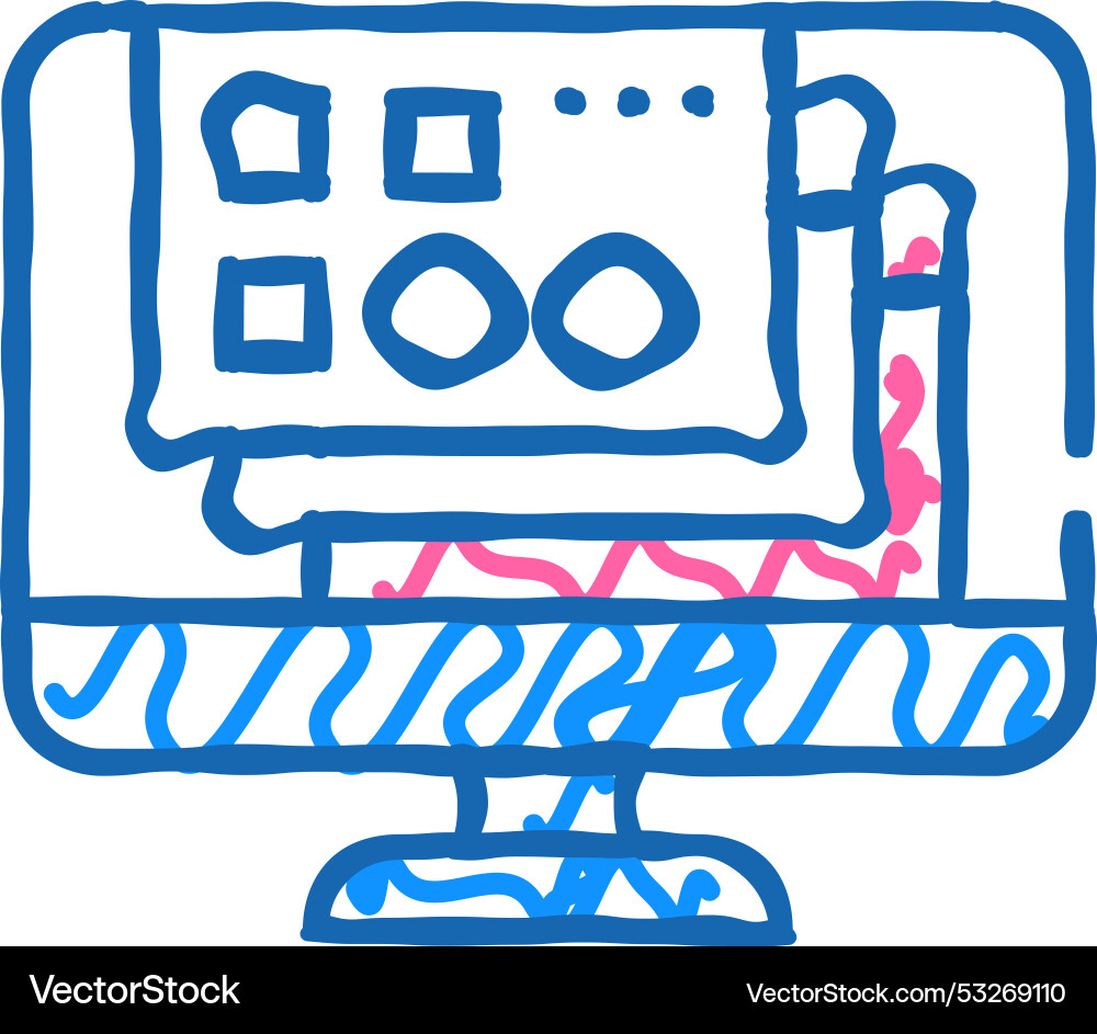 Opened windows of operating system icon doodle Opened windows of operating system icon doodle vector image