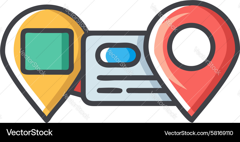 Overlapping Location Pins Icon Vector Image