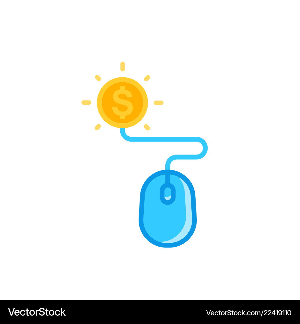 Pay per click icon with mouse and coin Pay per click icon with mouse and coin vector image