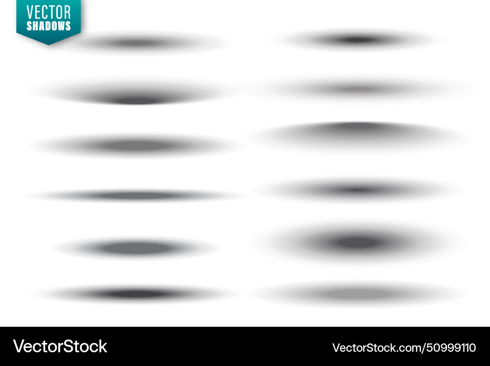 Realistic shadow effect round shadows collection Realistic shadow effect round shadows collection vector image
