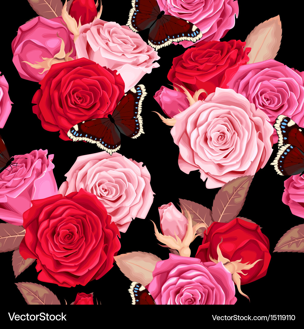 Romantic Rose Seamless Pattern vector image