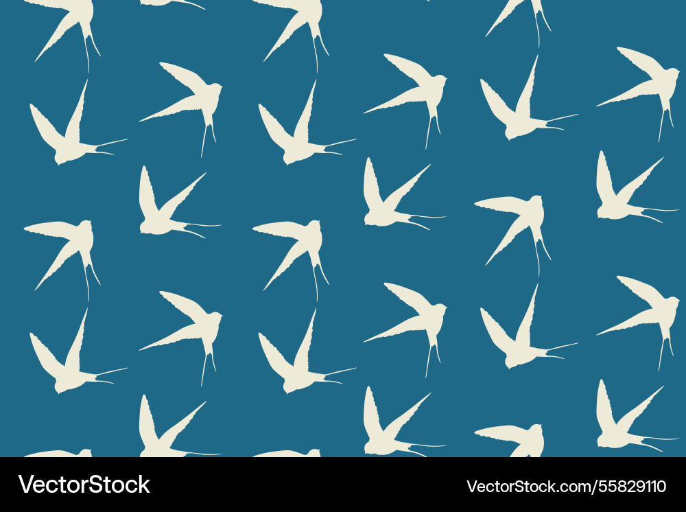 Seamless pattern with swallow silhouette on color Seamless pattern with swallow silhouette on color vector image