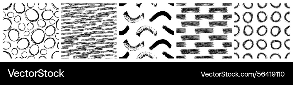 Set of seamless patterns with scribble smears Set of seamless patterns with scribble smears vector image