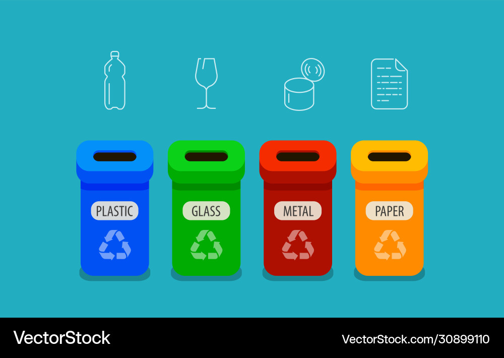 Sorting garbage infographic recycling bins Sorting garbage infographic recycling bins Vector Image