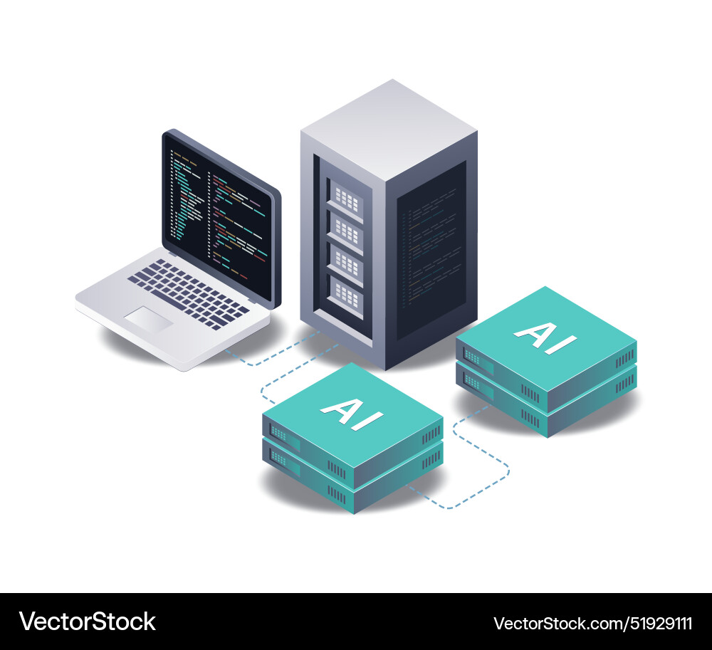 Artificial intelligence data for server system Artificial intelligence data for server system vector image