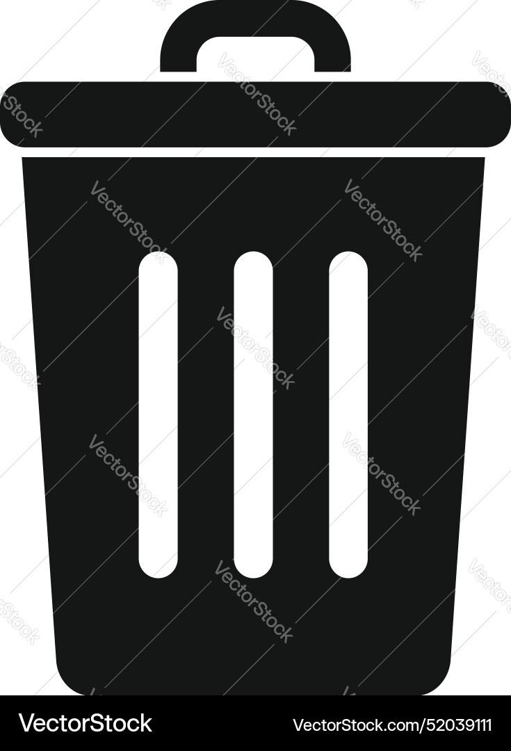 Black trash can icon representing removing Black trash can icon representing removing Vector Image