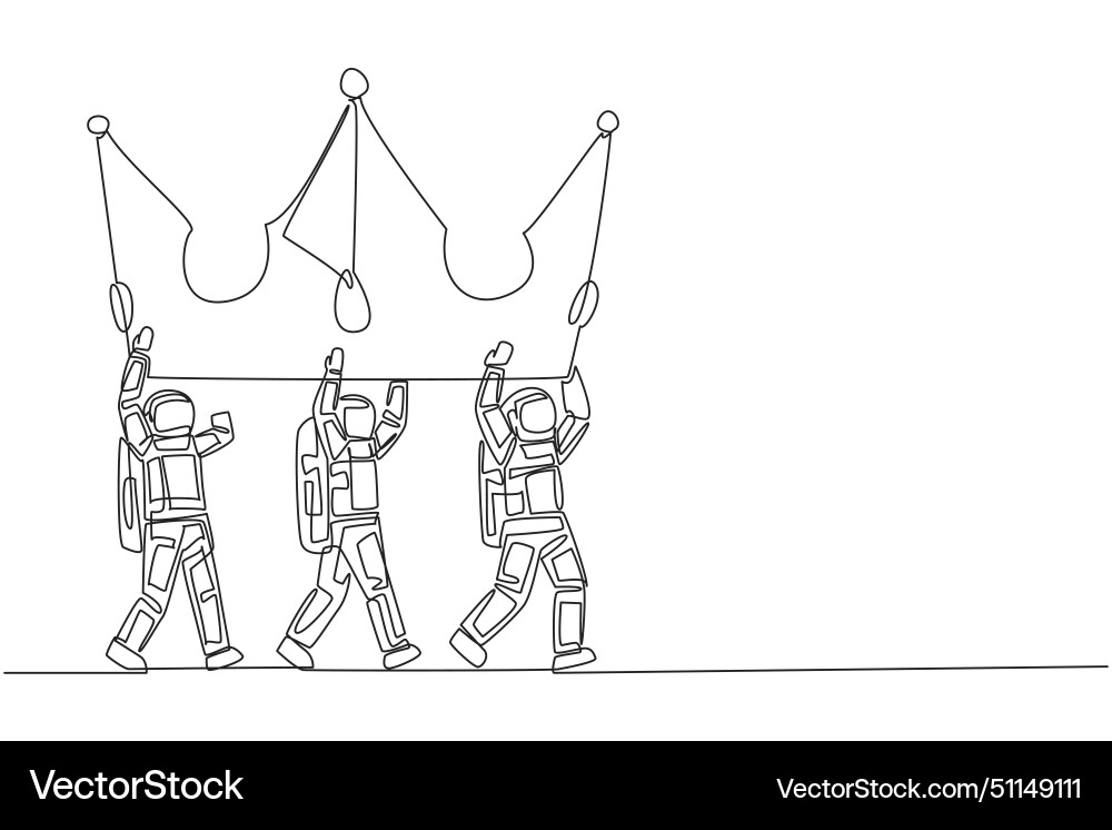 Continuous one line drawing a group of astronauts Continuous one line drawing a group of astronauts vector image